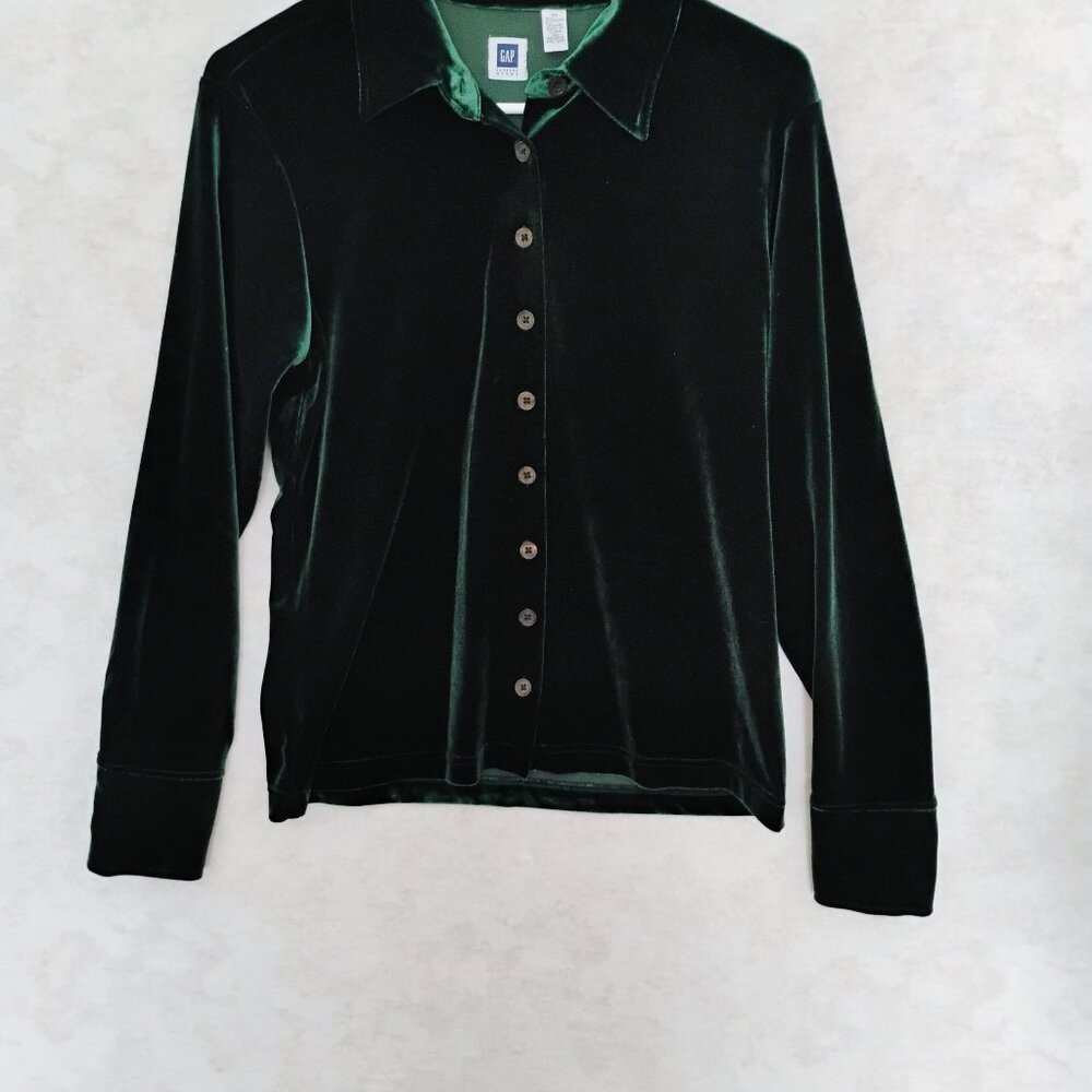 Gap Forest Green Velvet Shirt Size Medium